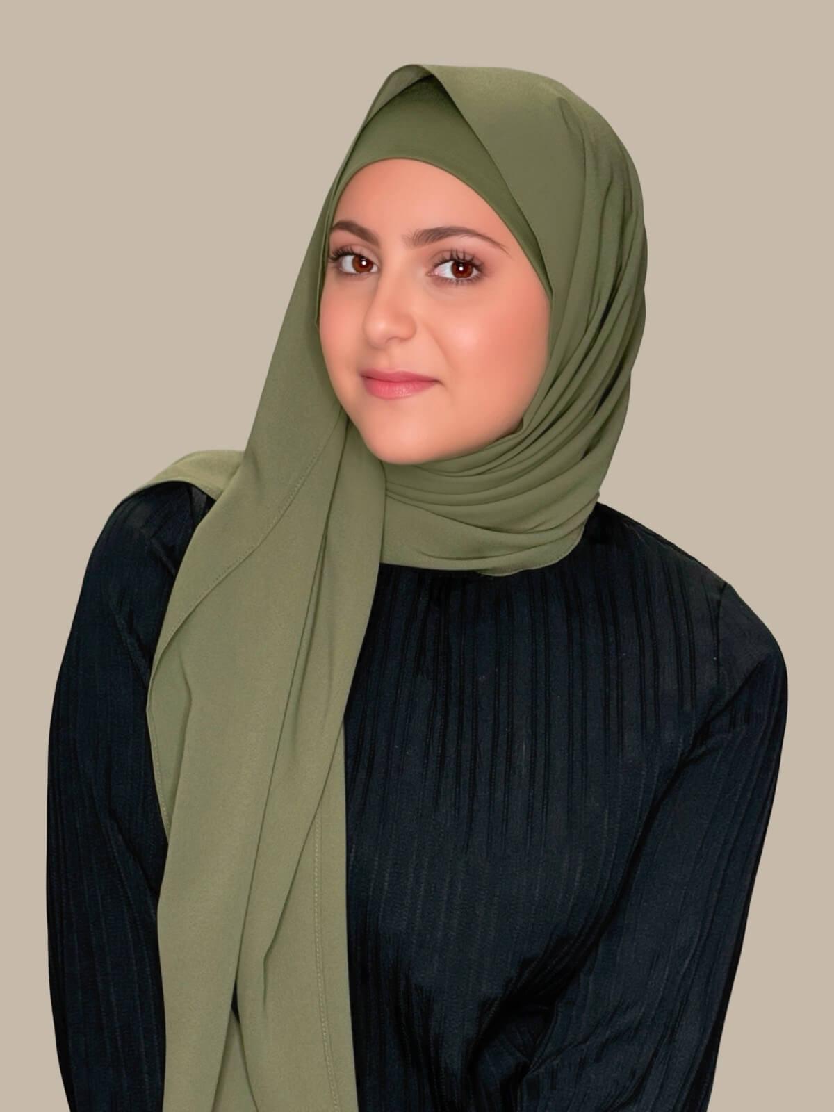 Modish Girl Matching Chiffon Hijab Set-Dusty Olive