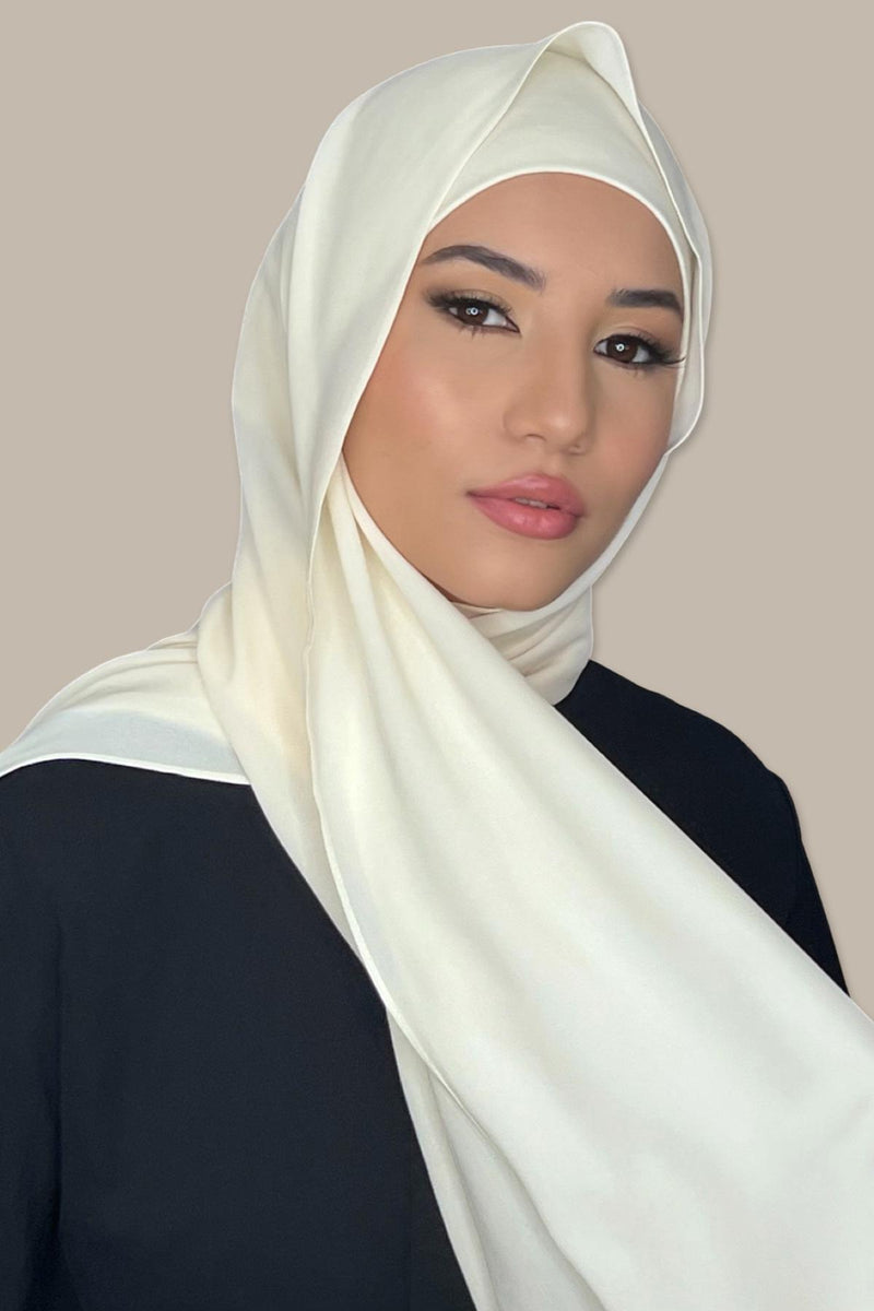 Matching Chiffon Hijab Set-Ivory Lace