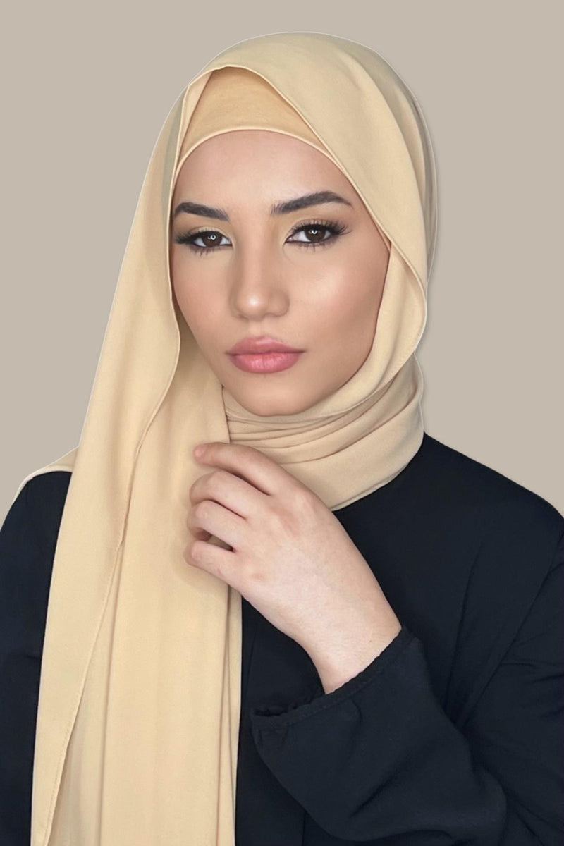Matching Chiffon Hijab Set-Caramel