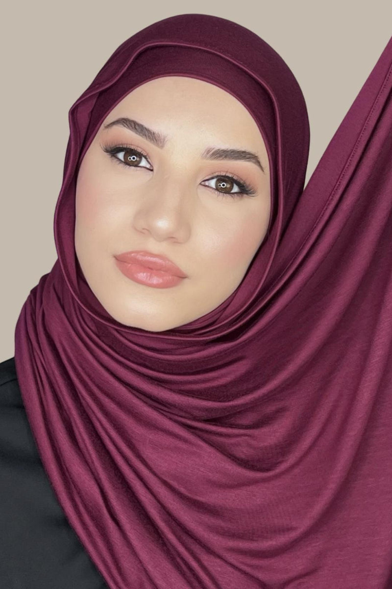 Premium Jersey Hijab-Burgundy