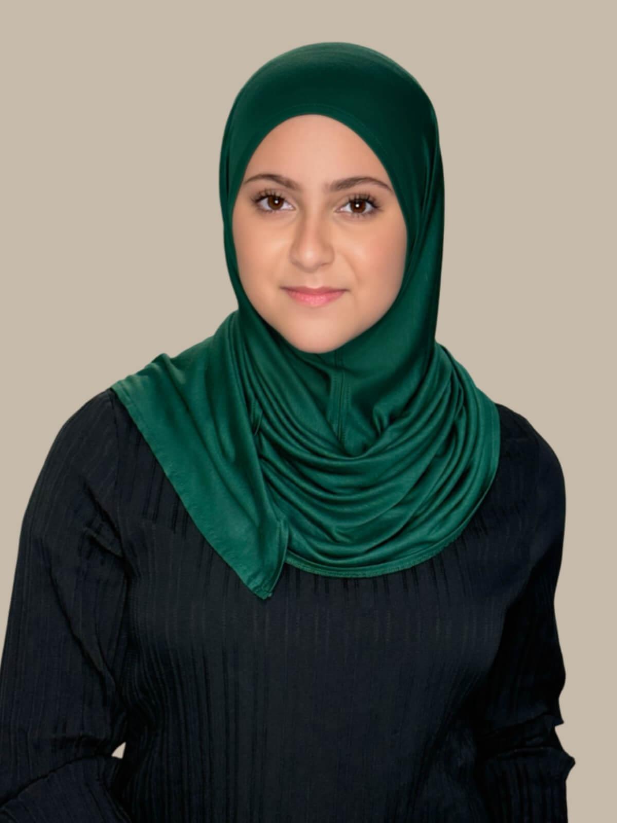 Modish Girl Pre-Sewn Jersey hijab-Forrest Green