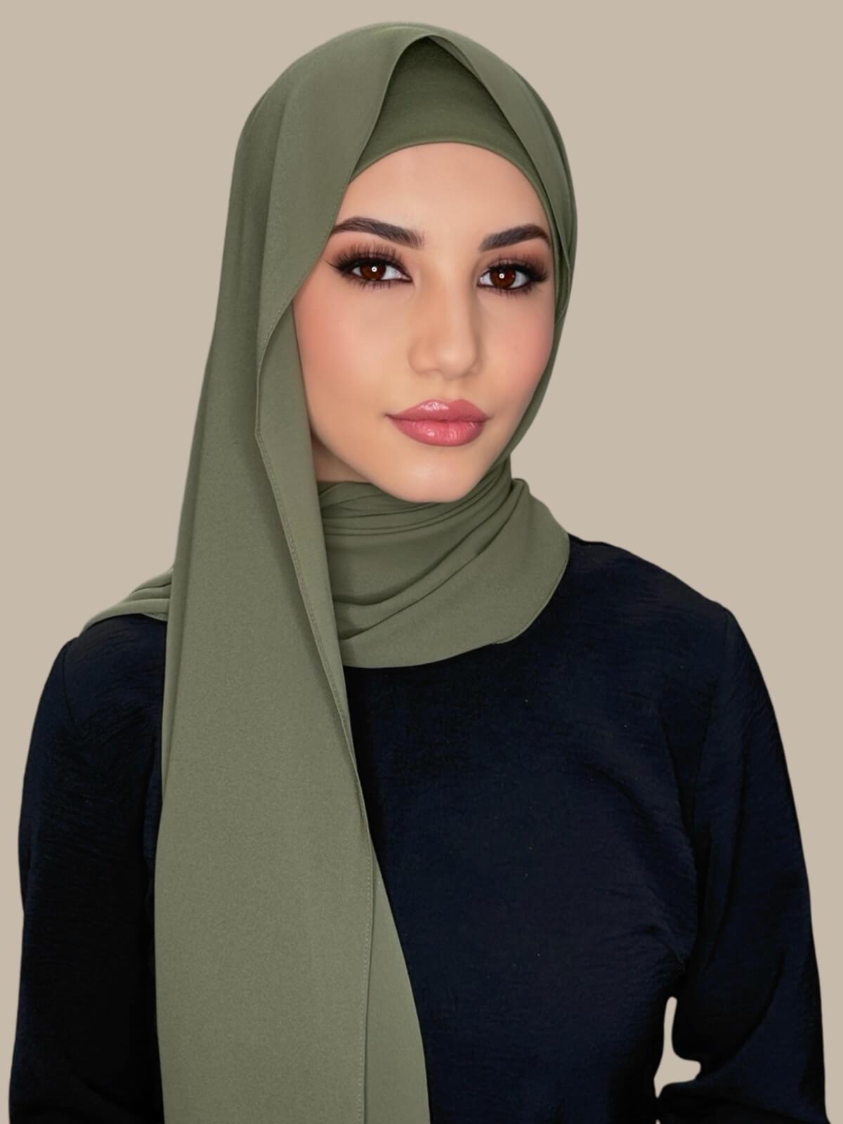 Matching Chiffon Hijab Set-Dusty Olive
