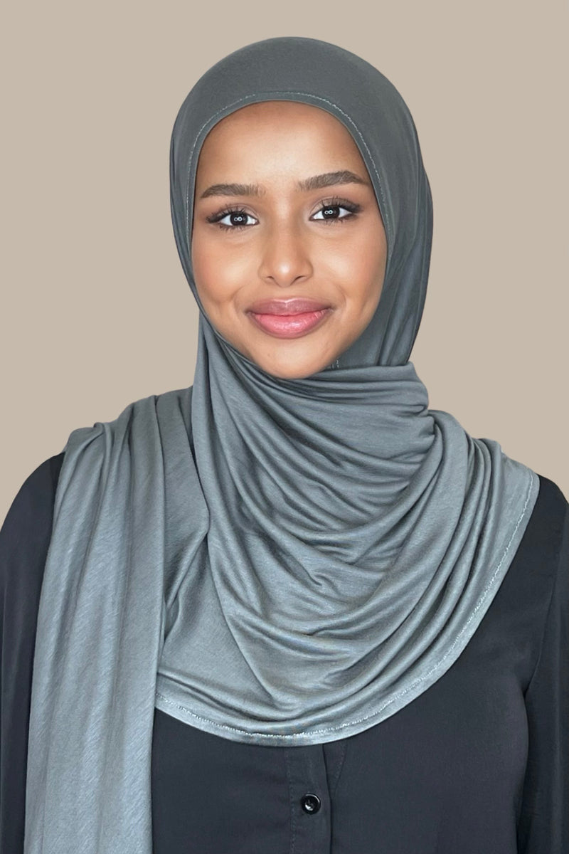 Pre-Sewn Jersey Hijab-Pebble Grey