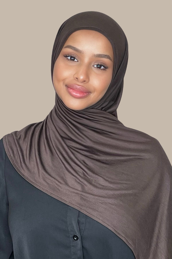 Pre-Sewn Jersey Hijab-Chocolate Brown