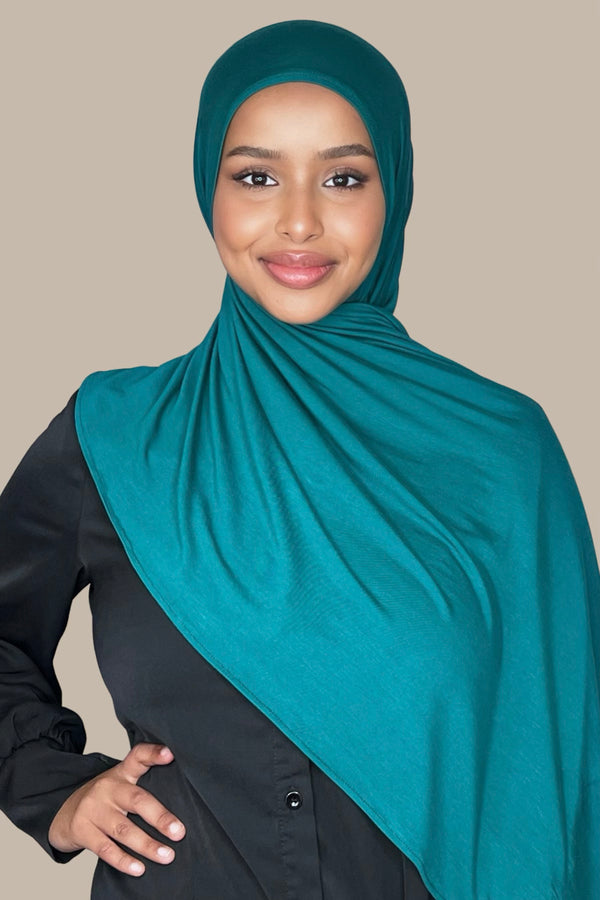 Pre-Sewn Jersey Hijab-Pine Green