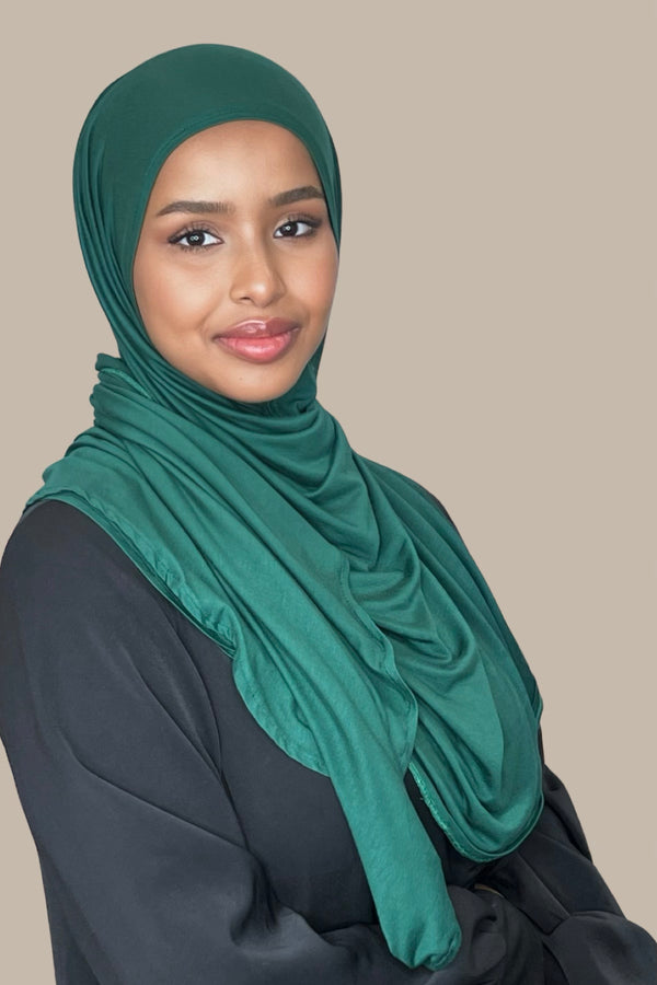Pre-Sewn Jersey Hijab-Forrest Green