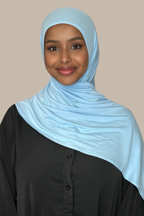 Pre-Sewn Jersey Hijab-Baby Blue