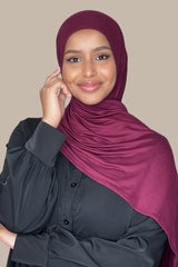 Pre-Sewn Jersey Hijab-Burgundy