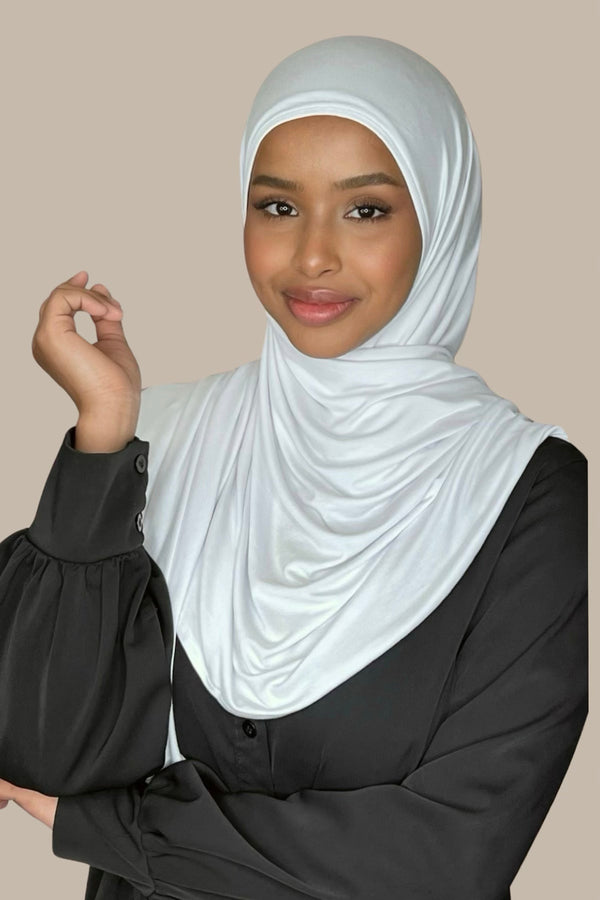 A Woman in an Ivory White Hijab | Hijab Store