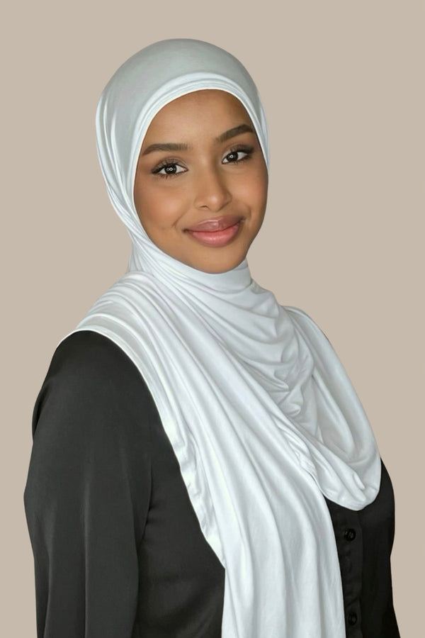 Pre-Sewn Jersey Hijab-White