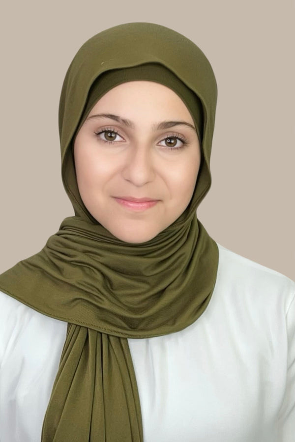 Modish Girl Premium Jersey Hijab-Olive Green