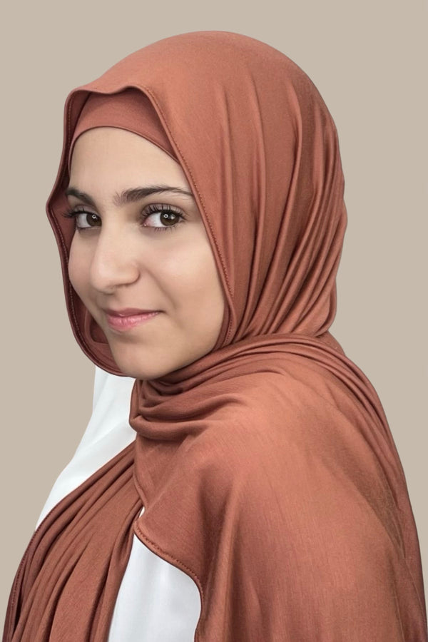 Modish Girl Premium Jersey Hijab-Brick Red