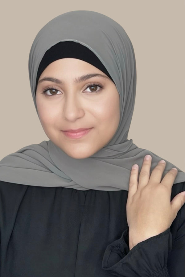 Modish Girl Luxury Chiffon Hijab-Frost Grey