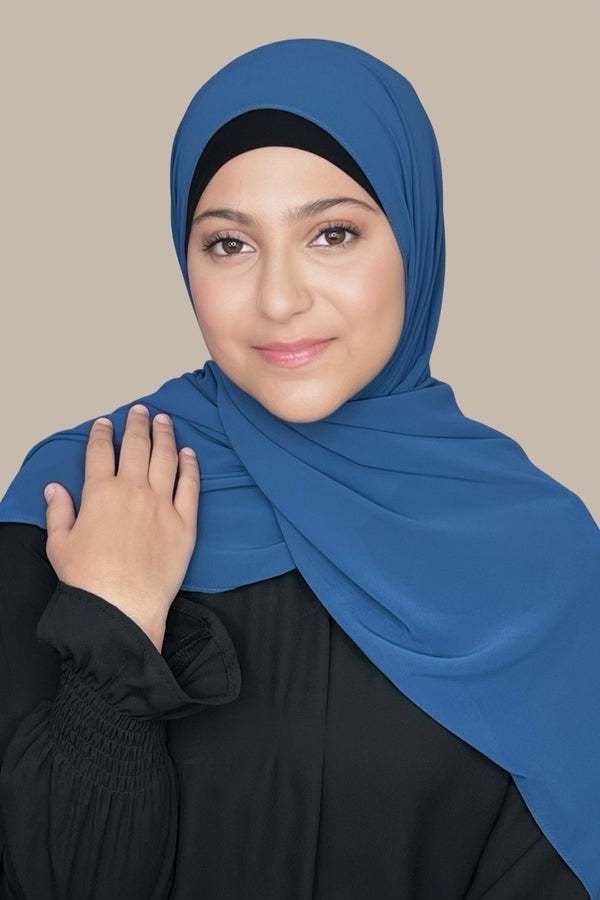 Modish Girl Luxury Chiffon Hijab-Blue Jay