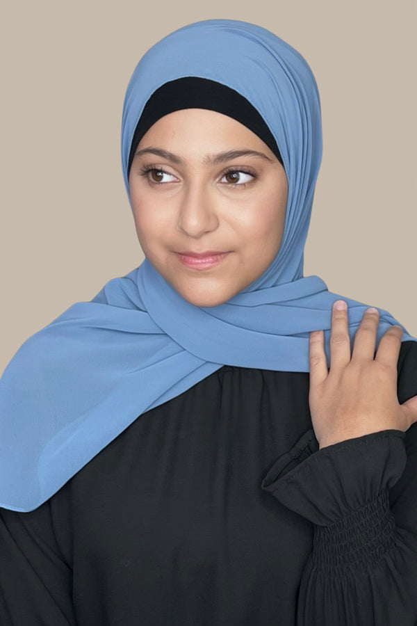 Modish Girl Luxury Chiffon Hijab-Blue Grey
