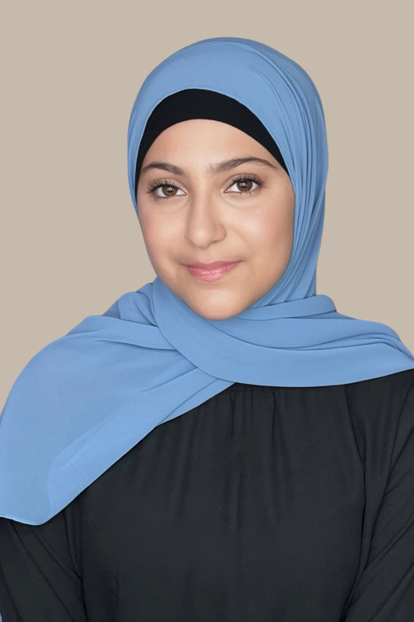Modish Girl Luxury Chiffon Hijab-Blue Grey