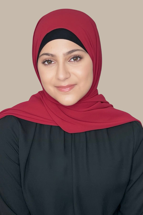 Modish Girl Luxury Chiffon Hijab-Blood Red