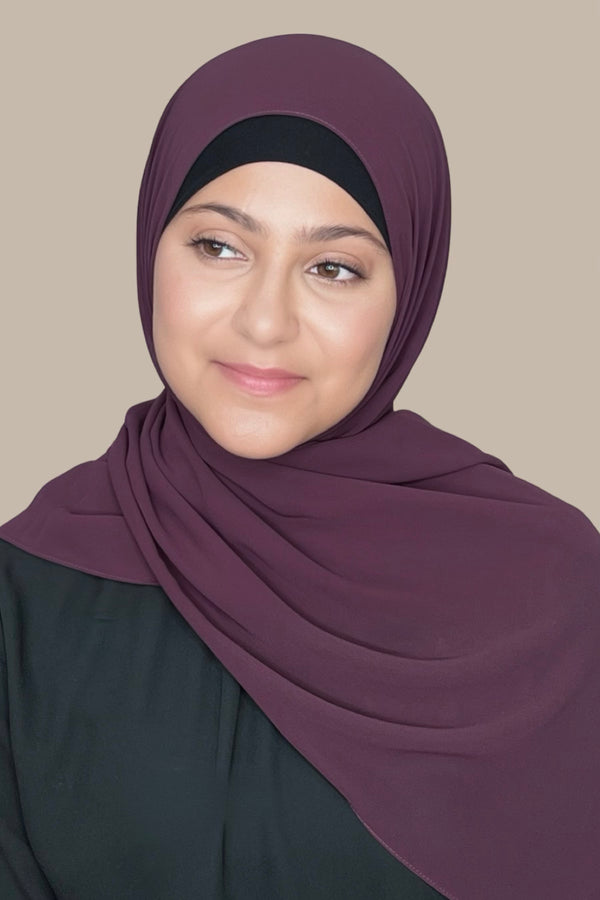 Modish Girl Luxury Chiffon Hijab-Eggplant (FINAL SALE)