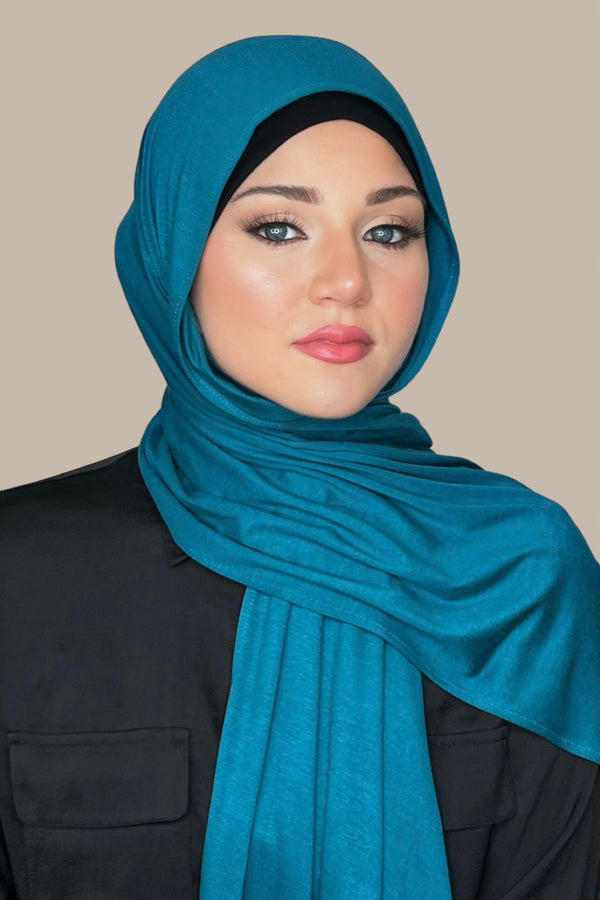 Classic Jersey Hijab-Peacock