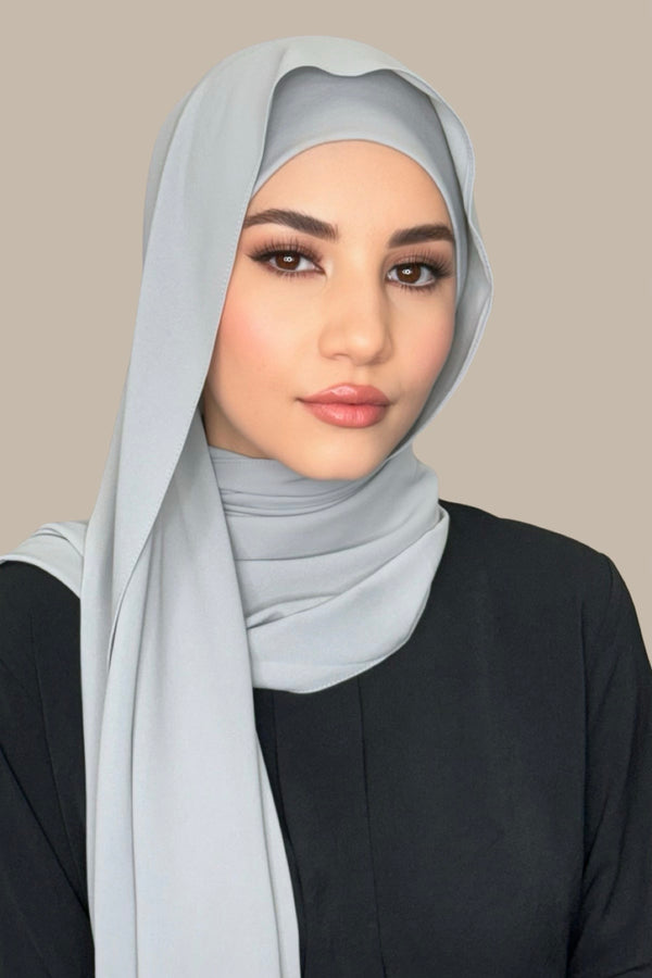Matching Chiffon Hijab Set-Dolphin Gray