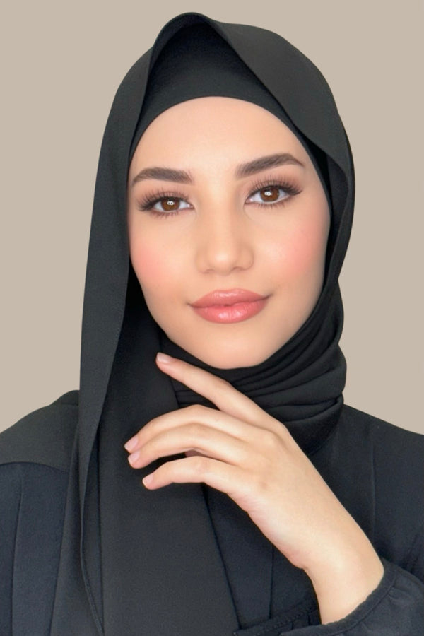 Matching Chiffon Hijab Set-Black