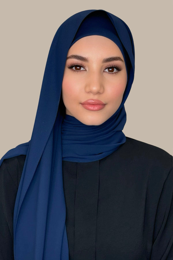 Matching Chiffon Hijab Set-Navy