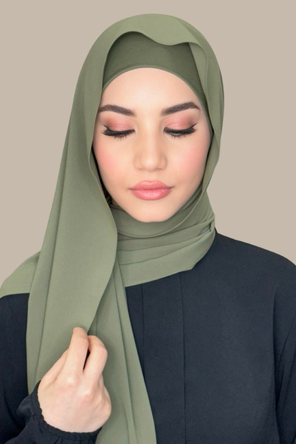 Matching Chiffon Hijab Set-Dusty Olive