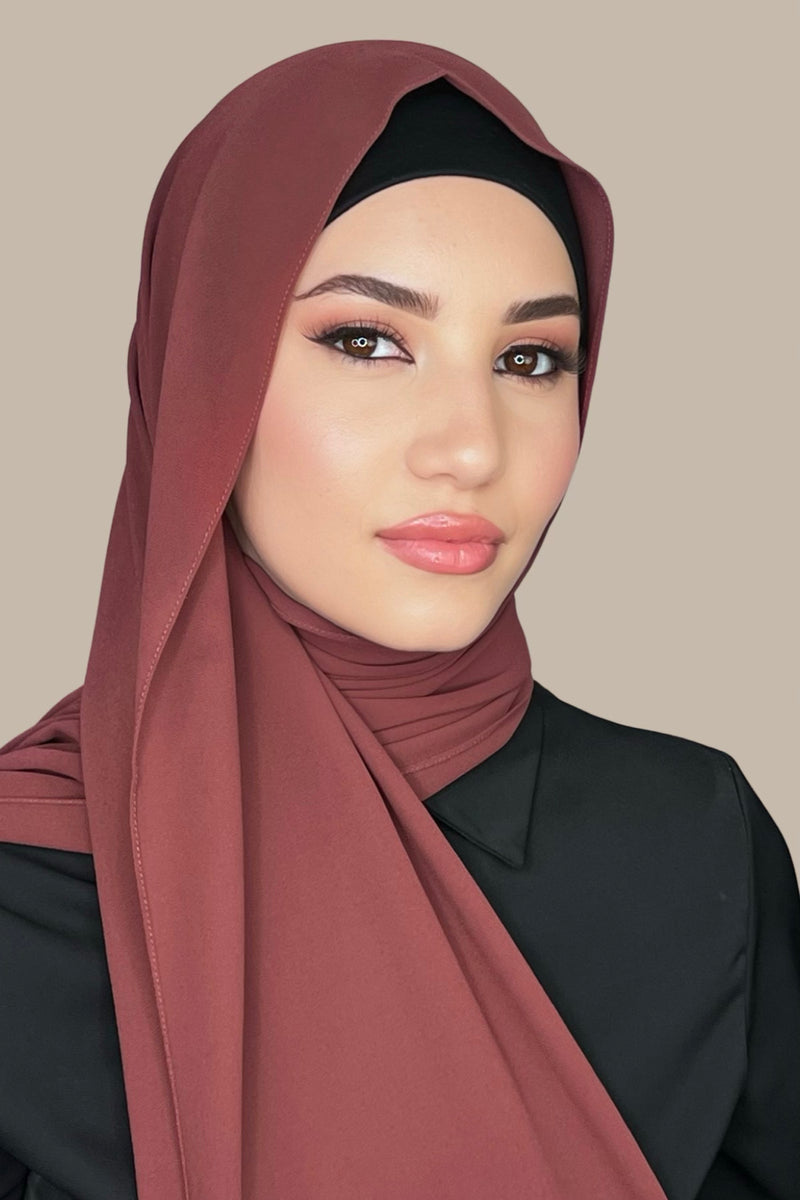Classic Chiffon Hijab-Auburn Red
