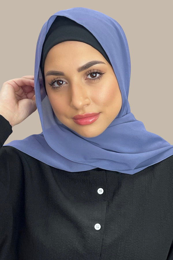 Classic Chiffon Hijab-Slate Blue