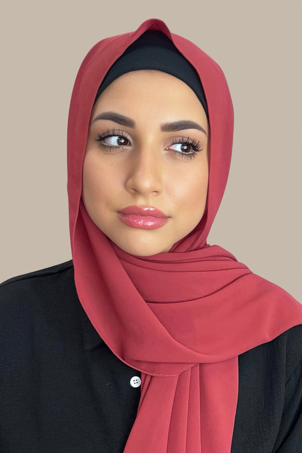 Classic Chiffon Hijab-Scarlet Red (FINAL SALE)
