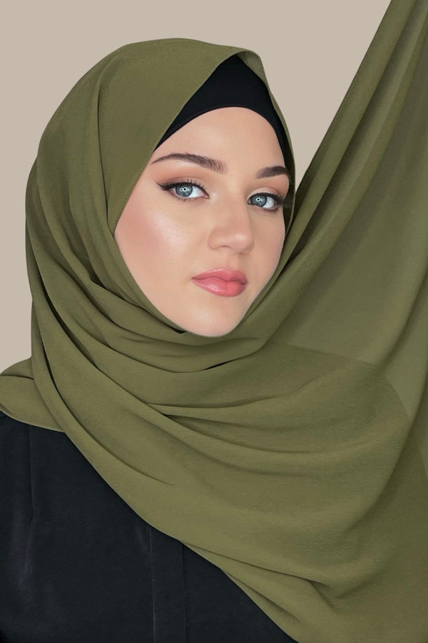 Classic Chiffon Hijab-Olive