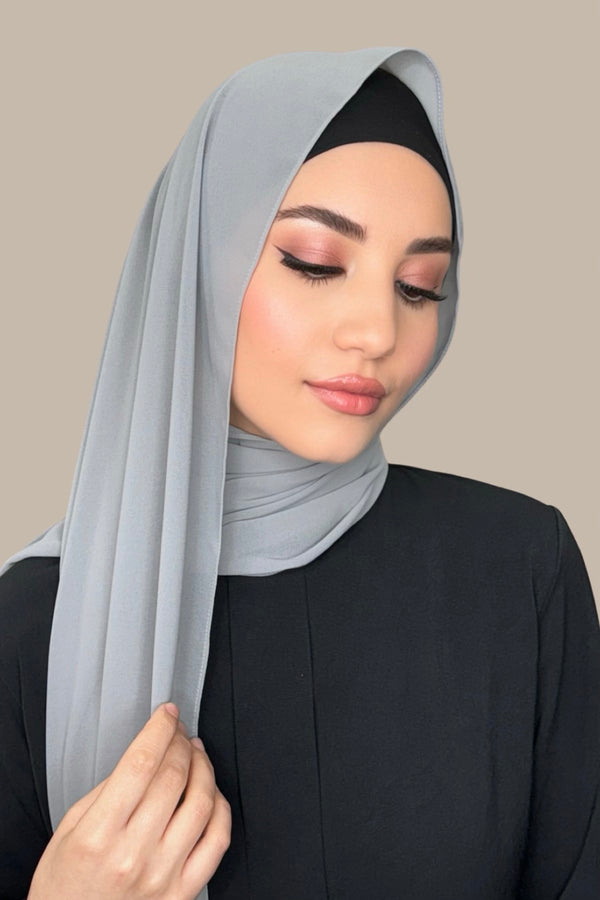 Classic Chiffon Hijab-Dolphin Grey