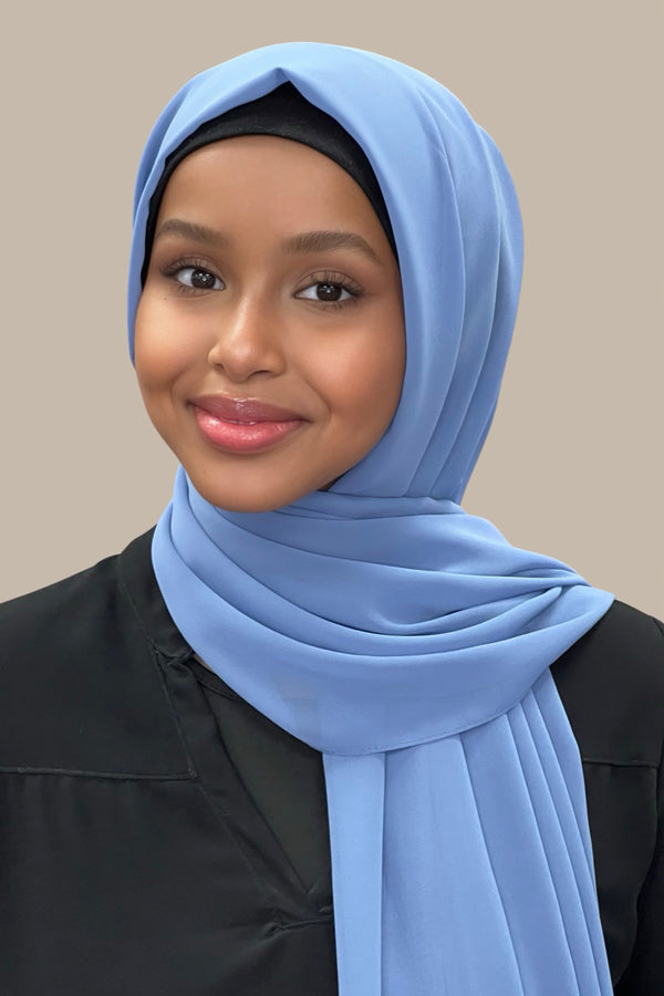 Luxury Chiffon Hijab-Blue Grey