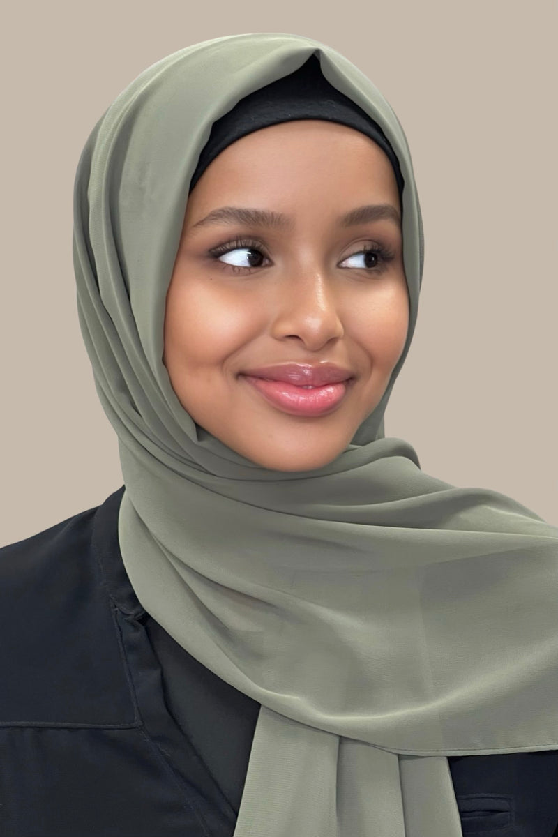 Luxury Chiffon Hijab-Dusty Olive