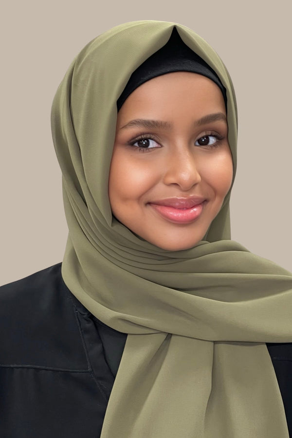 Luxury Chiffon Hijab-Olive Green(FINAL SALE)