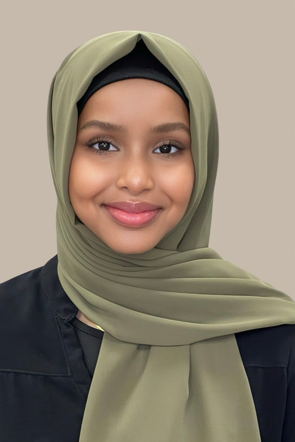 Luxury Chiffon Hijab-Olive Green(FINAL SALE)
