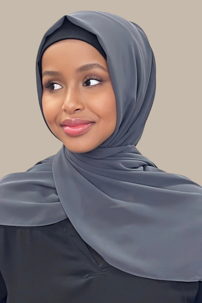 Luxury Chiffon Hijab-Pebble Grey