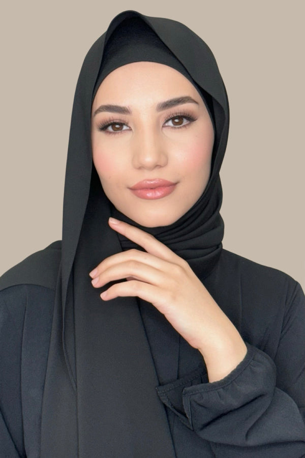Matching Chiffon Hijab Set-Black