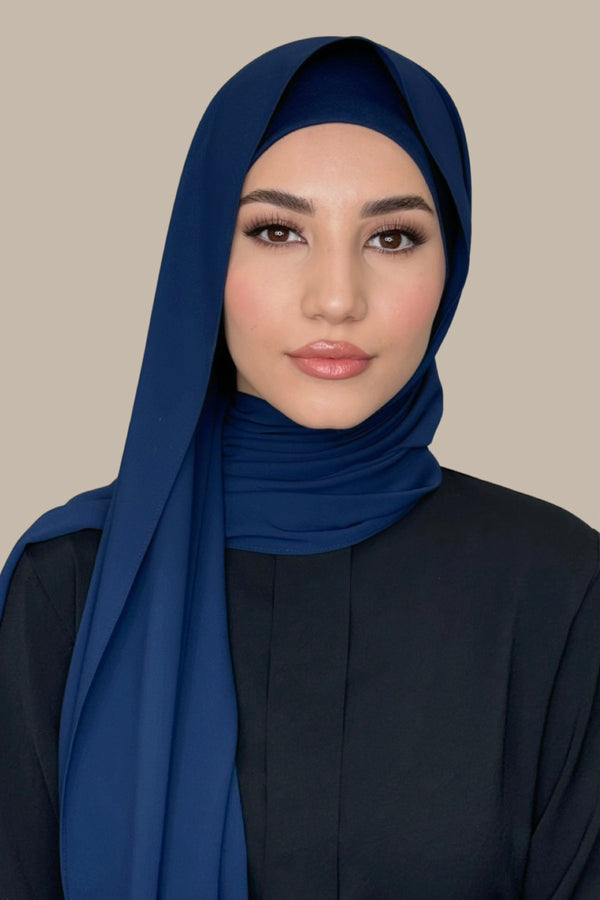 Matching Chiffon Hijab Set-Navy
