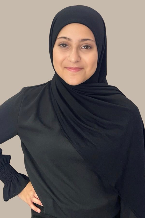 Modish Girl Pre-Sewn Jersey Hijab-Black
