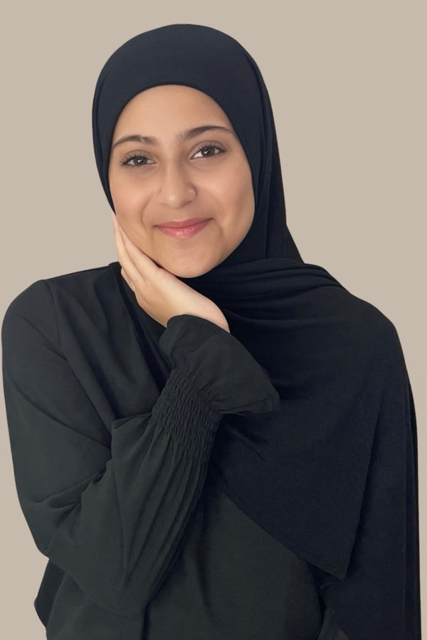 Modish Girl Pre-Sewn Jersey Hijab-Black