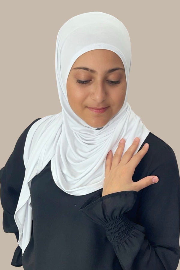 Modish Girl Pre-Sewn Jersey Hijab-White