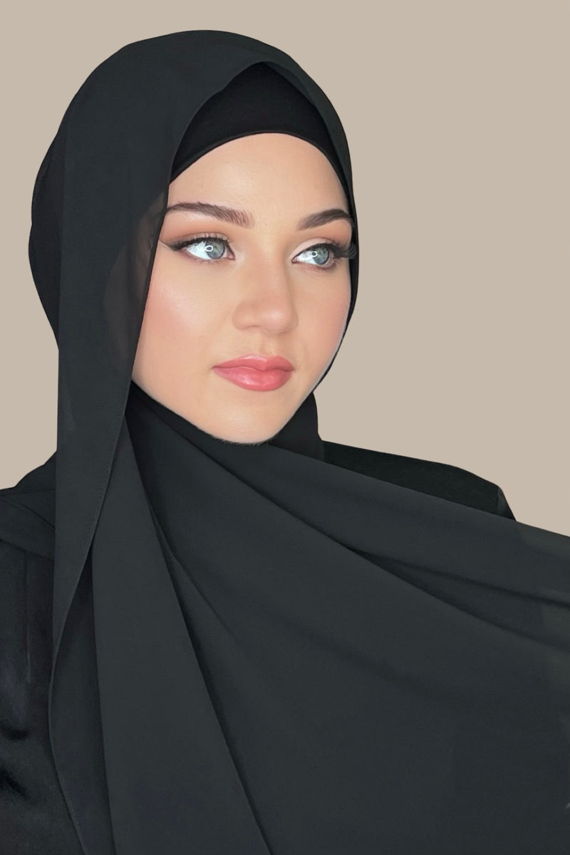 Luxury Chiffon Hijab-Black