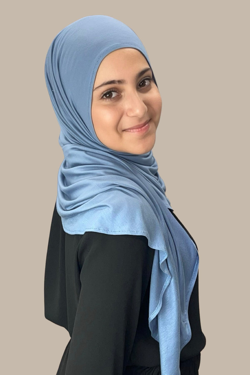 Modish Girl Pre-Sewn Jersey Hijab-Blue Grey