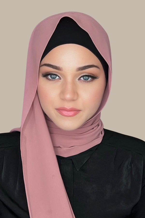 Luxury Chiffon Hijab- Rosey Brown