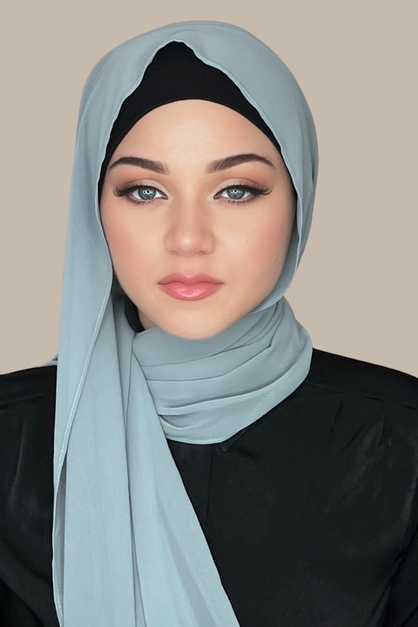 Luxury Chiffon Hijab-Stone Green