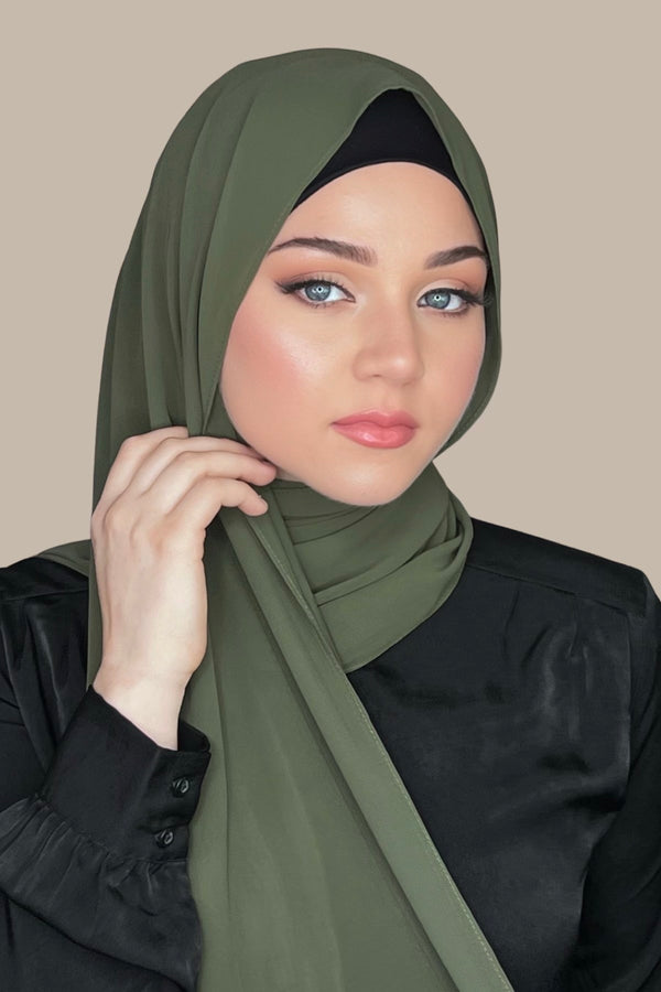 Luxury Chiffon Hijab-Seaweed (FINAL SALE)