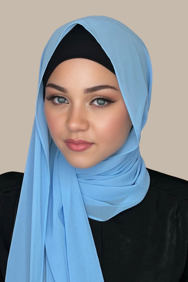 Luxury Chiffon Hijab-Arctic Blue