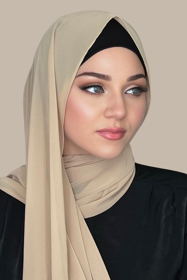 Luxury Chiffon Hijab-Frosted Almond