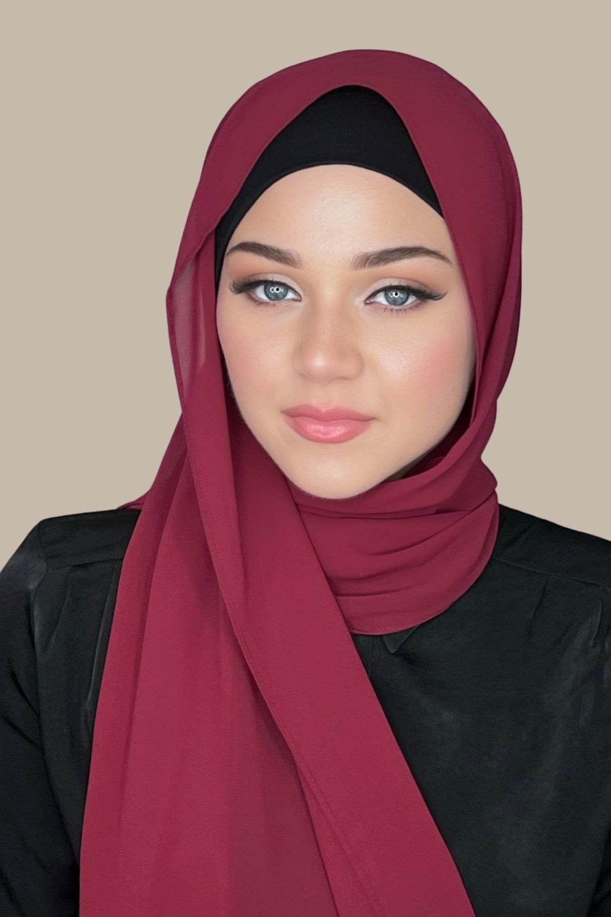 Vouges Red Hjab Luxury Chiffon Hijab-Berry Red | Modish Hijab